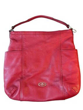 Coach Chicago Gallery Pebble Leather Hobo Tote Bag Red Current color G1420-33436